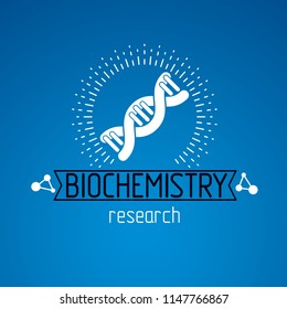 Vector model of human DNA strands. Biochemistry research conceptual abstract logotype can be used as the emblem of scientific organizations.