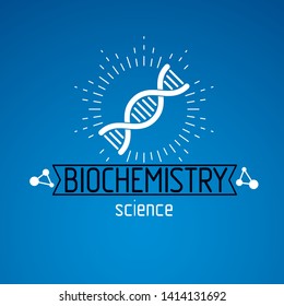 Vector model of human DNA strands. Biochemistry research conceptual abstract logotype can be used as the emblem of scientific organizations.