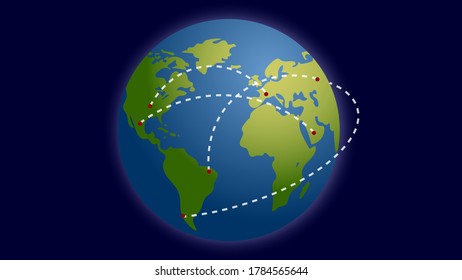 Vector model of Planet Earth on the dark background 