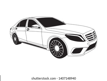 vector model of a premium sedan. Mercedes s65.