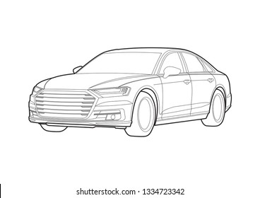 Vector Model Of Sedan Car. Audi A8.