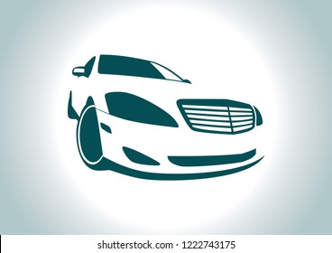 Vector model of sedan car. Mercedes.