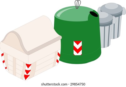 Vector models of bins, on white background