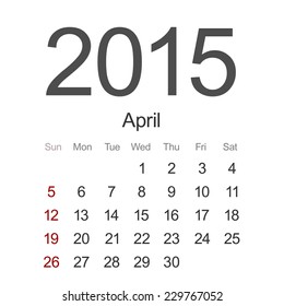 Vector modern 2015 calendar. april. Eps 10