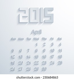 Vector modern 2015 calendar. april. Eps 10