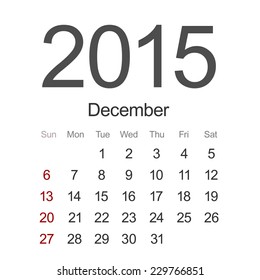 Vector modern 2015 calendar. december. Eps 10