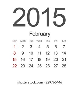 Vector modern 2015 calendar. february. Eps 10