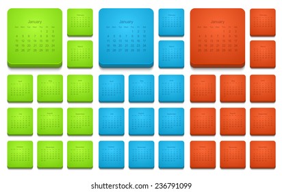 Vector modern 2015 calendar icons set on white background. Eps10