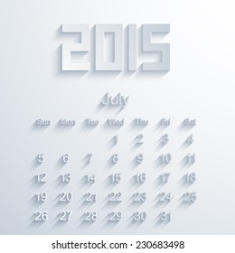 Vector modern 2015 calendar. july. Eps 10