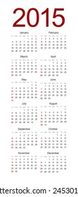 vector modern 2015 calendar on white background