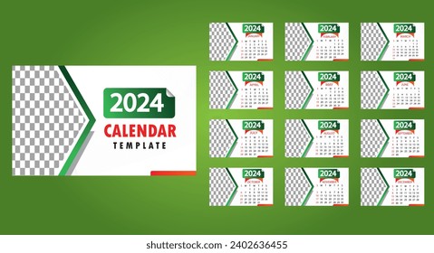 Vector vector modern 2024 calendar template