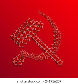 Vector modern 23 february background. Stars in the form of a sickle and hammer. Russian holiday.Eps 10