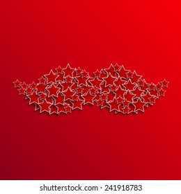 Vector modern 23 february background. Stars in the form of a mustache.Eps 10