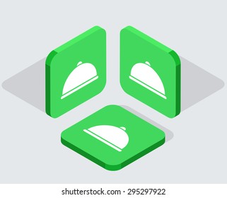 Vector modern 3 isometric  app icons with shadows on gray background