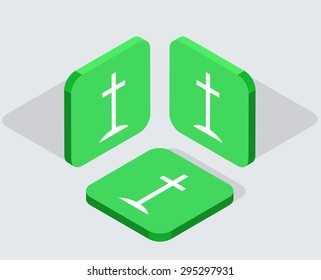 Vector modern 3 isometric  app icons with shadows on gray background