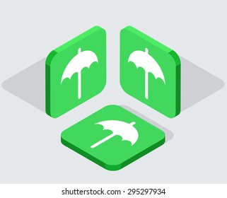 Vector modern 3 isometric  app icons with shadows on gray background