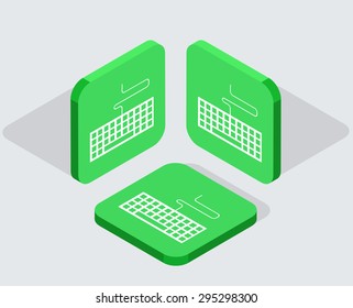 Vector modern 3 isometric  app icons with shadows on gray background