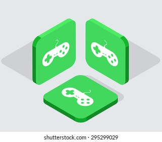 Vector modern 3 isometric  app icons with shadows on gray background