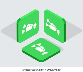 Vector modern 3 isometric  app icons with shadows on gray background