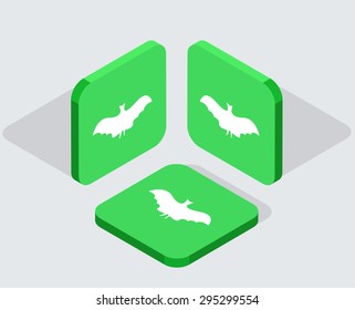Vector modern 3 isometric  app icons with shadows on gray background