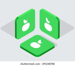 Vector modern 3 isometric apple app icons with shadows on gray background