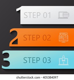 vector modern 3 steps infographics with technology flat icons