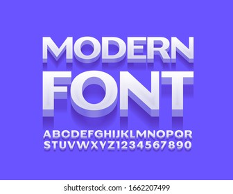 Vector Modern 3D Font. Bright Stylish Alphabet Letters and Numbers.