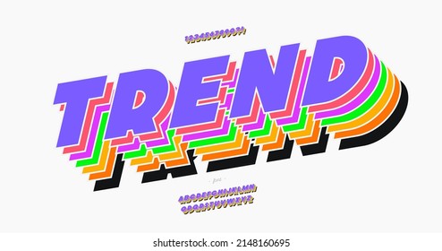 Vector modern 3d font colorful trendy typography style for infographics, motion graphics, video, promotion, decoration, logotype, party poster, t shirt, book, animation, banner. 10 eps