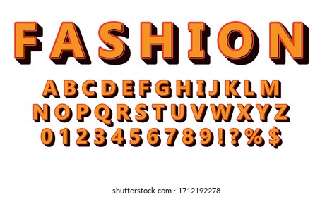 Vector modern 3d font with long shadow.