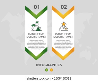 Vector modern 3D infographic template arrow for two diagrams, graph, presentation. Business concept with 2 options and icons. Blank space for content, step for step, timeline, workflow, web
