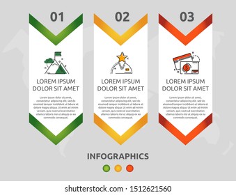Vector modern 3D infographic template arrow for three diagrams, graph, presentation. Business concept with 3 options and rectangles. Blank space for content, step for step, timeline, workflow, web