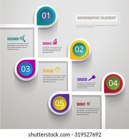Vector Modern 5 options Infographic Template design.Step for presentation and workflow banner design. 