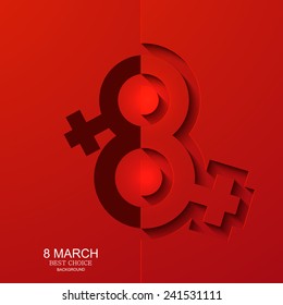 Vector modern 8 march background. Womens day banner. Eps10
