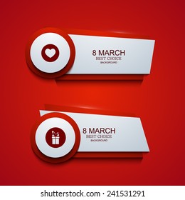 Vector modern 8 march background. Womens day banner. Eps10
