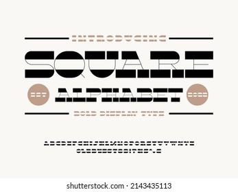 Vektorgrafik von modernen abstrakten Alphabeten, Großbuchstaben, Zahlen und Symbolen