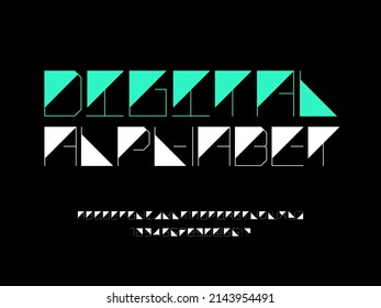 Vector of modern abstract alphabet design with uppercase, numbers and symbols
