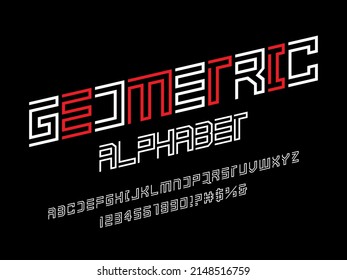 Vector del diseño del alfabeto abstracto moderno con mayúsculas, números y símbolos
