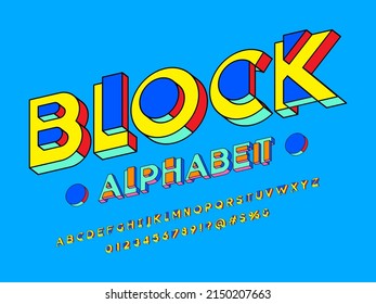 Vector of modern abstract alphabet design uppercase, numbers and symbols