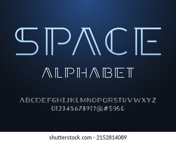 Vector del diseño del alfabeto abstracto moderno con mayúsculas, números y símbolos