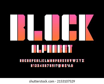 Vector del diseño del alfabeto abstracto moderno en mayúsculas, números y símbolos