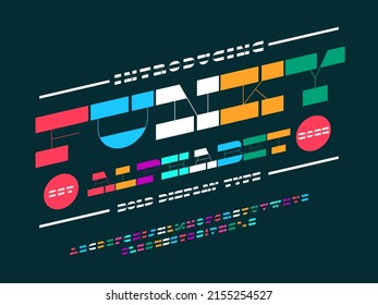 Vector of modern abstract alphabet design uppercase, numbers and symbols