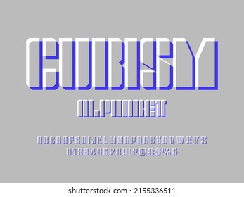 Vector of modern abstract alphabet design uppercase, numbers and symbols