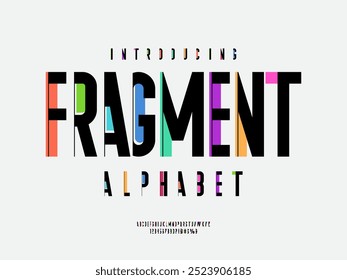 Vector of modern abstract alphabet design with uppercase, numbers and symbols