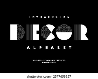 Vector of modern abstract alphabet design uppercase, numbers and symbols