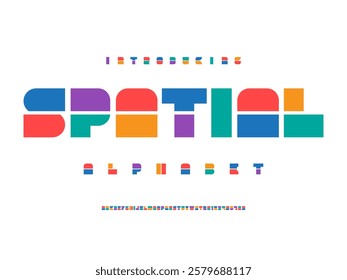 Vector of modern abstract alphabet design with uppercase and numbers