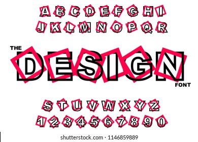 Vector of modern abstract alphabet font. Alphabet vector style graphic poster set. Stylized graphic template. Template easy editable for Your design. Minimal. Hand Drawn Latin alphabet letters