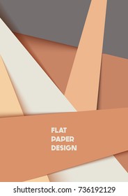 Vector modern abstract background, flat paper postcard in soft colors, geometric shapes with shadows