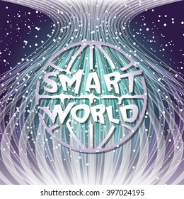 Vector modern abstract background with transparent lines and smart world icon