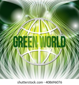 Vector modern abstract background with transparent bubbles and green world icon