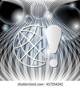 Vector modern abstract background with transparent bubbles, globe and exclamation mark